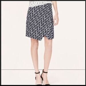 LOFT Faux Wrap Textured‎ Asymmetrical Printed Skirt